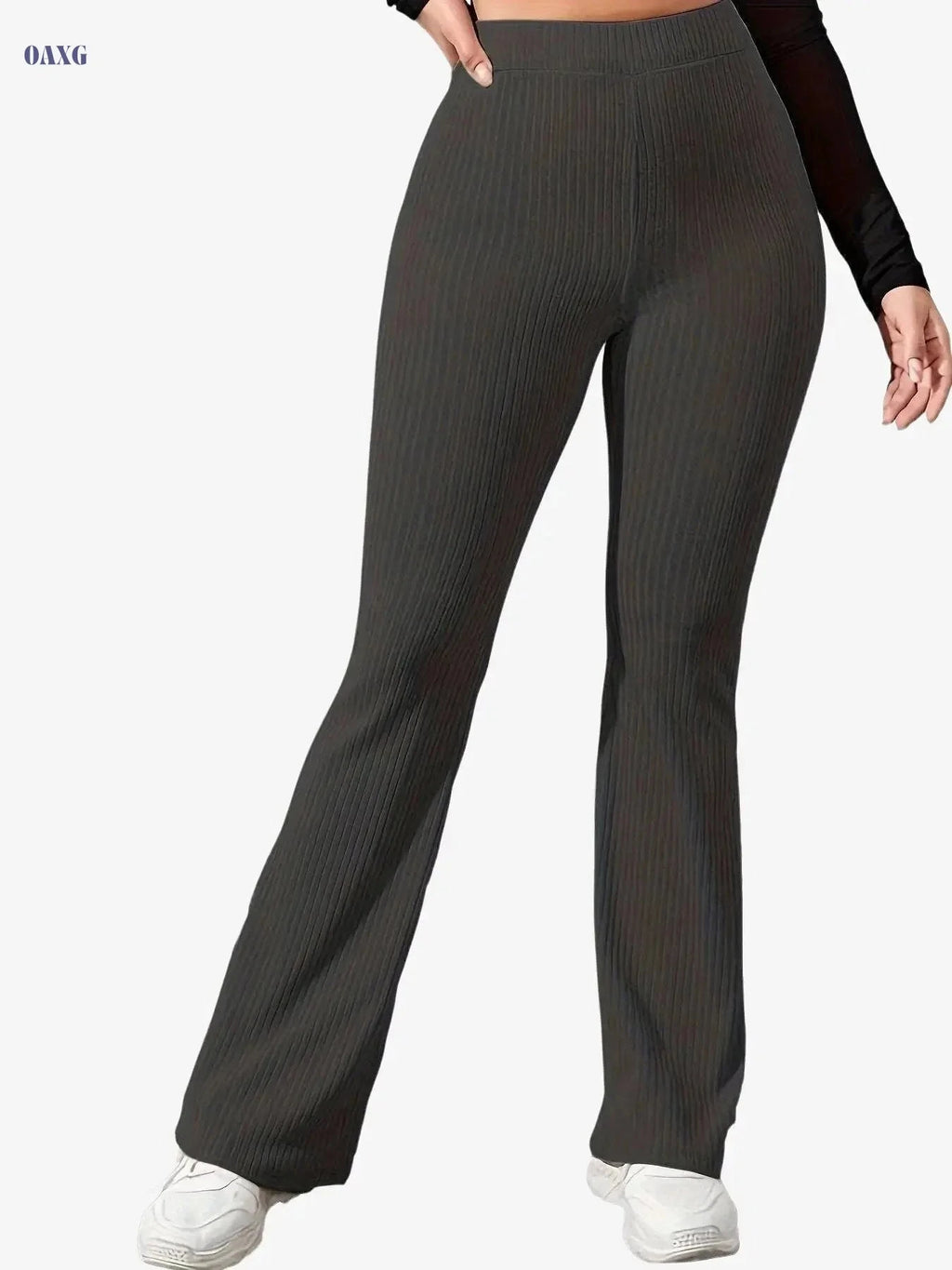 Women's Solid Color Yoga Flared Pants - Stretchy High Waist Activewear   OAXG 
