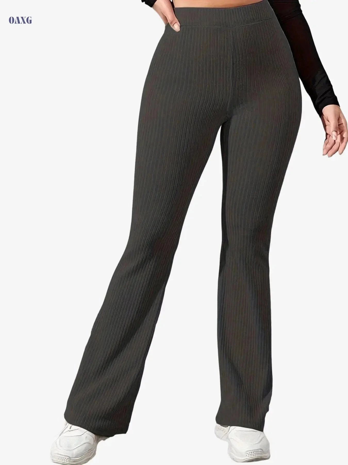 Women's Solid Color Yoga Flared Pants - Stretchy High Waist Activewear   OAXG 