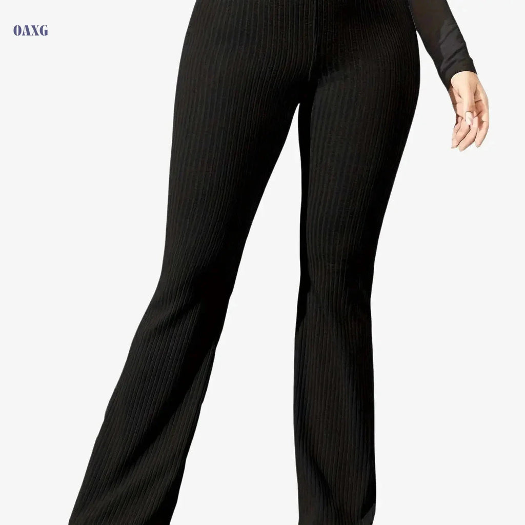 Women's Solid Color Yoga Flared Pants - Stretchy High Waist Activewear   OAXG 