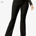 Women's Solid Color Yoga Flared Pants - Stretchy High Waist Activewear   OAXG Black / XS