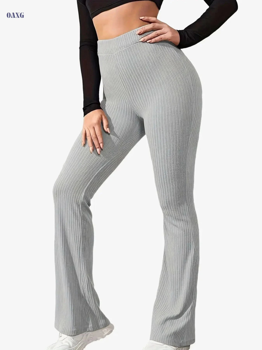 Women's Solid Color Yoga Flared Pants - Stretchy High Waist Activewear   OAXG 