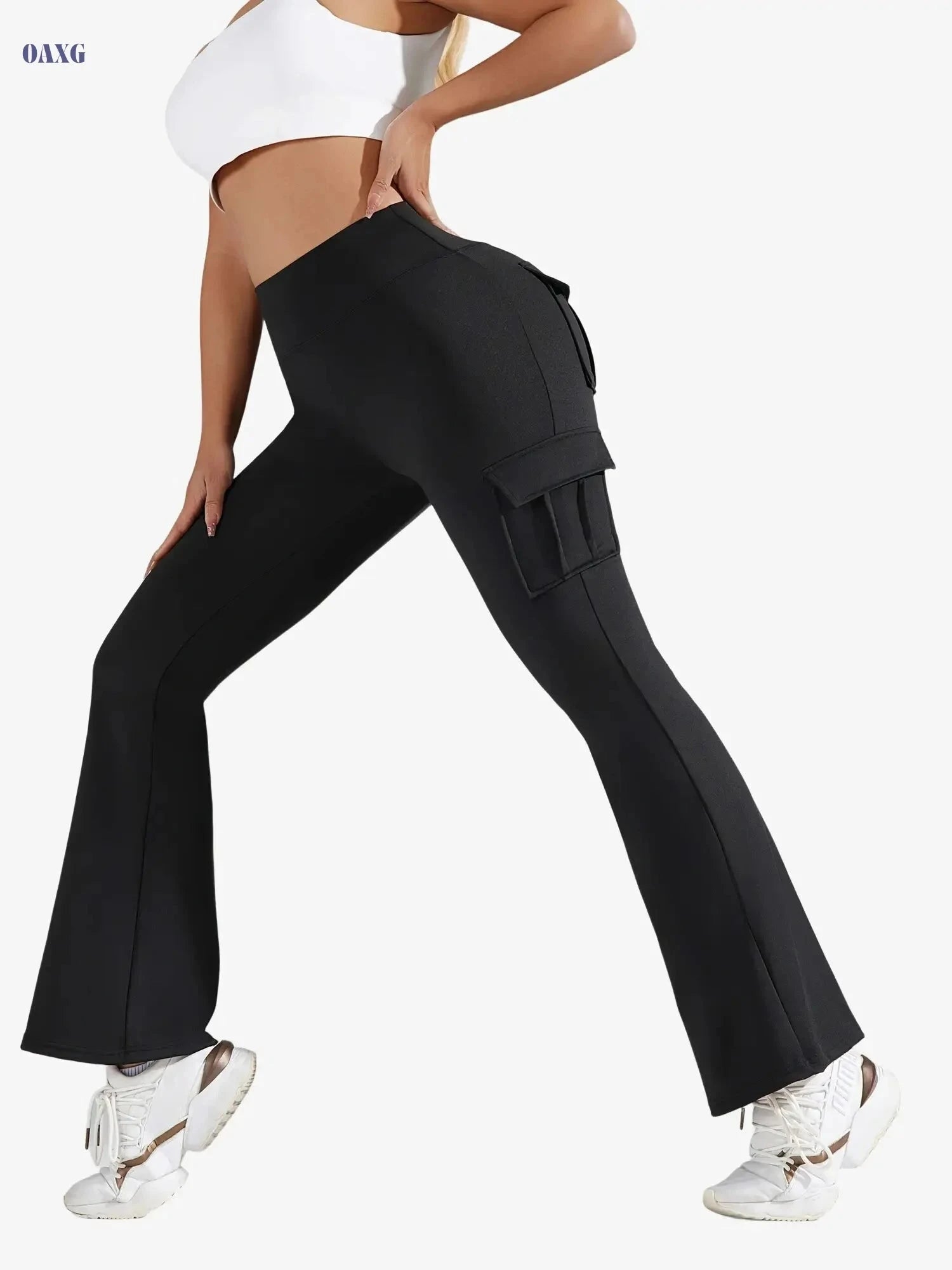 Women's Spliced Sports Trousers - Butt Lift Yoga Pants, Multi-pocket   OAXG 