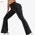 Women's Spliced Sports Trousers - Butt Lift Yoga Pants, Multi-pocket   OAXG Black / S