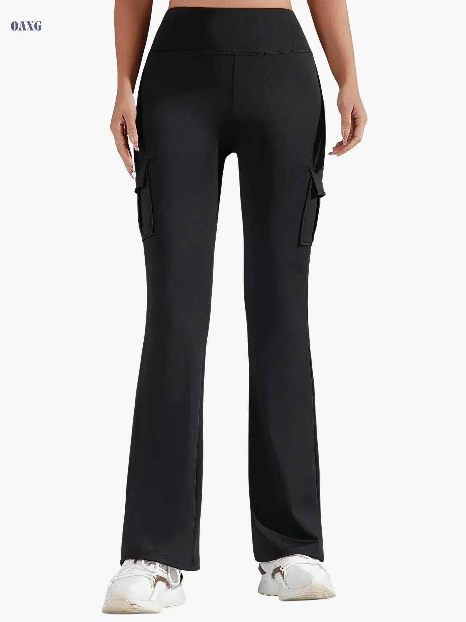 Women's Spliced Sports Trousers - Butt Lift Yoga Pants, Multi-pocket   OAXG Black / S