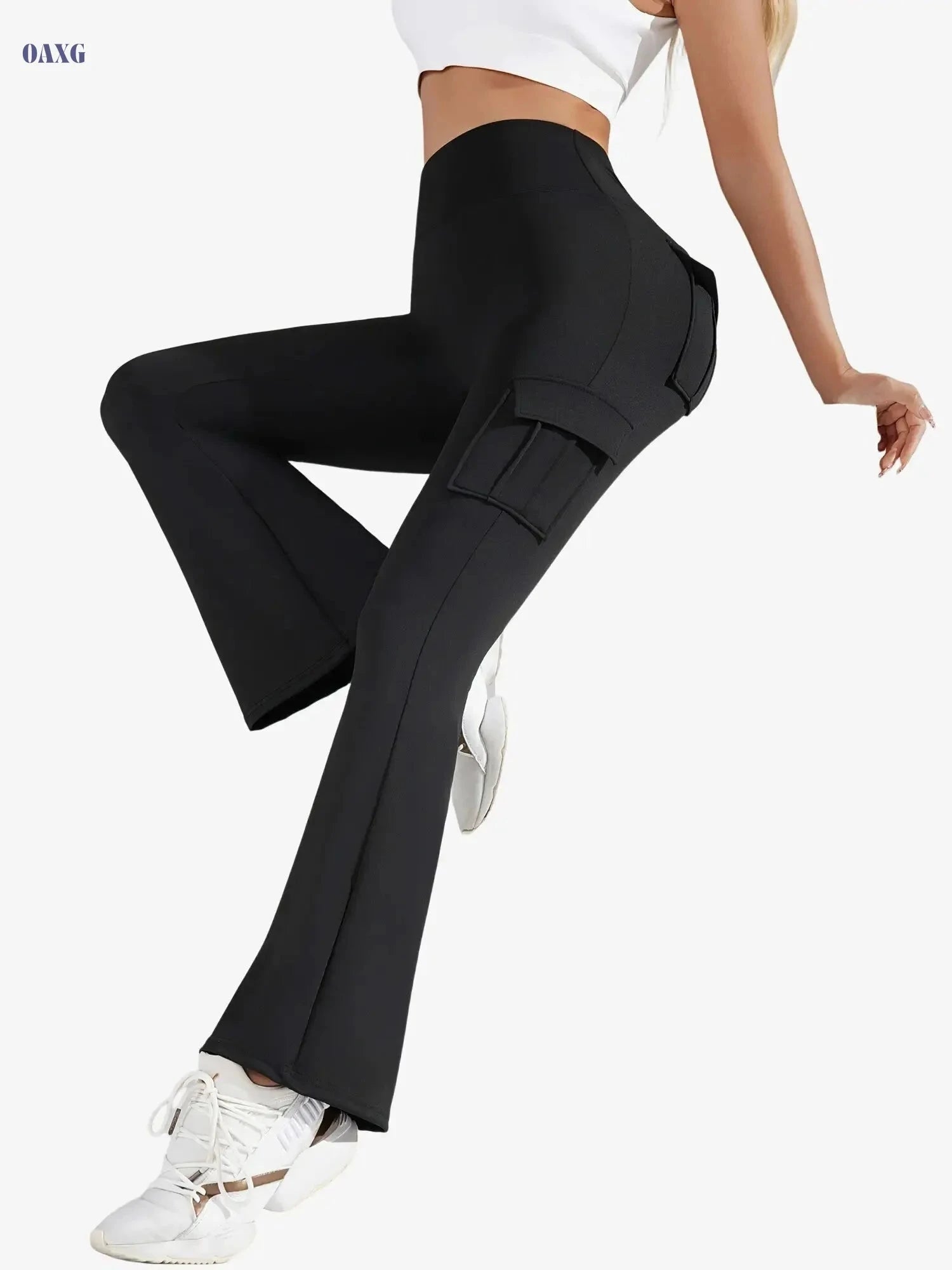 Women's Spliced Sports Trousers - Butt Lift Yoga Pants, Multi-pocket   OAXG 