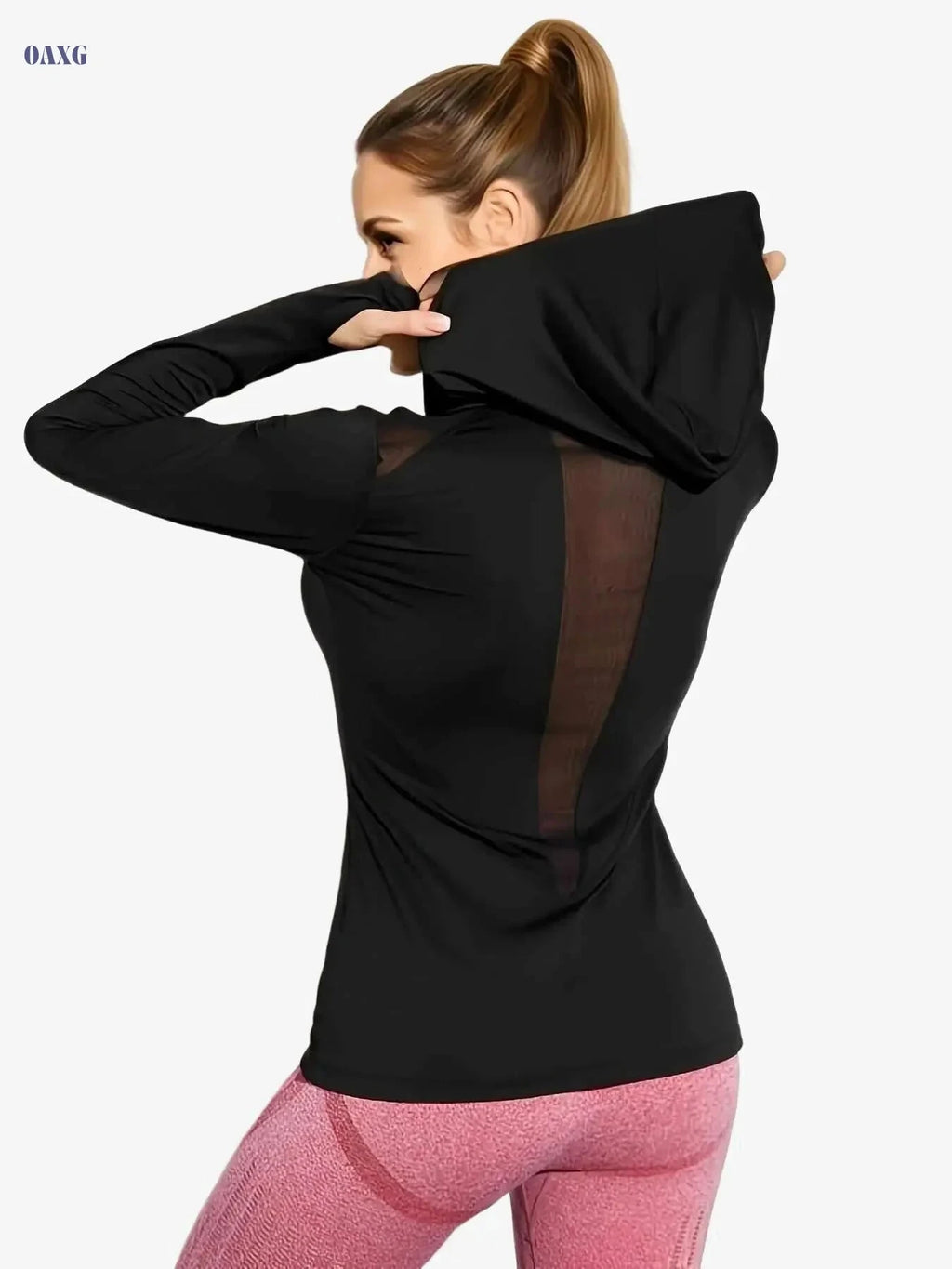 Women's Sporty Casual Hoodie - Breathable Mesh, Stretchy Pullover   OAXG 