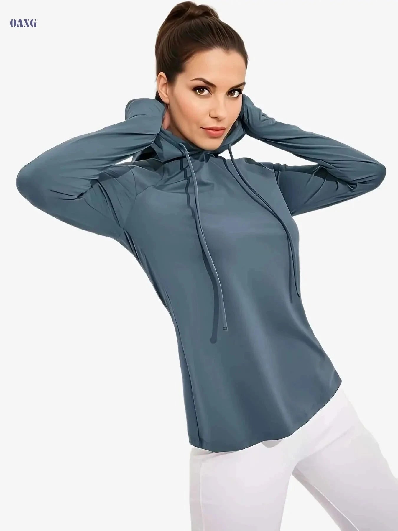 Women's Sporty Casual Hoodie - Breathable Mesh, Stretchy Pullover   OAXG Black / S