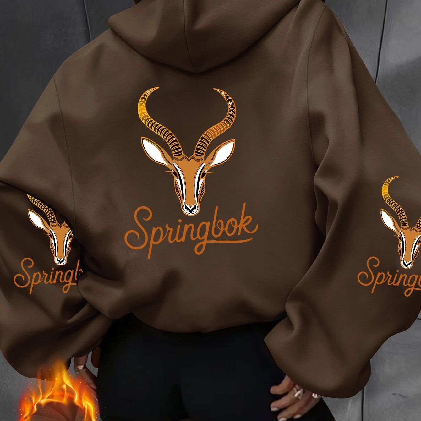 Women'S Spring Clothing Fashion Casual Athletic Hooded Sweatshirt, Antelope Head And "Springbok" Personalized Fun Print Pattern, Elegant Casual Sexy Style, 100% Fabric   OAXG pink color / S