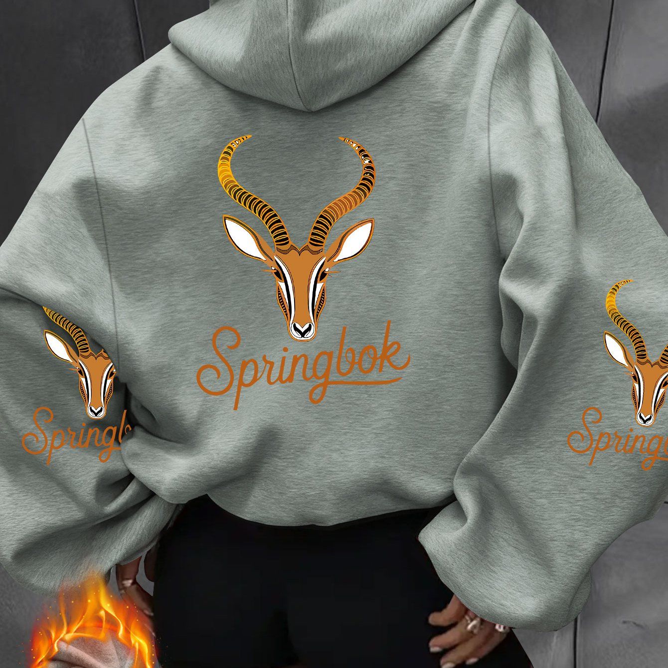 Women'S Spring Clothing Fashion Casual Athletic Hooded Sweatshirt, Antelope Head And "Springbok" Personalized Fun Print Pattern, Elegant Casual Sexy Style, 100% Fabric   OAXG pink color / S