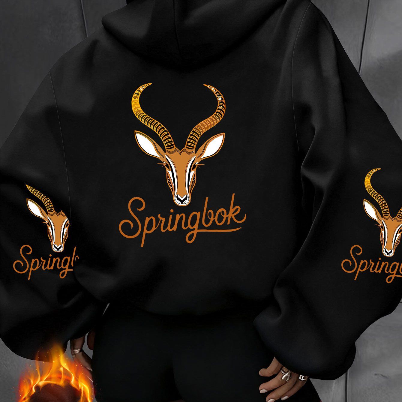 Women'S Spring Clothing Fashion Casual Athletic Hooded Sweatshirt, Antelope Head And "Springbok" Personalized Fun Print Pattern, Elegant Casual Sexy Style, 100% Fabric   OAXG pink color / S