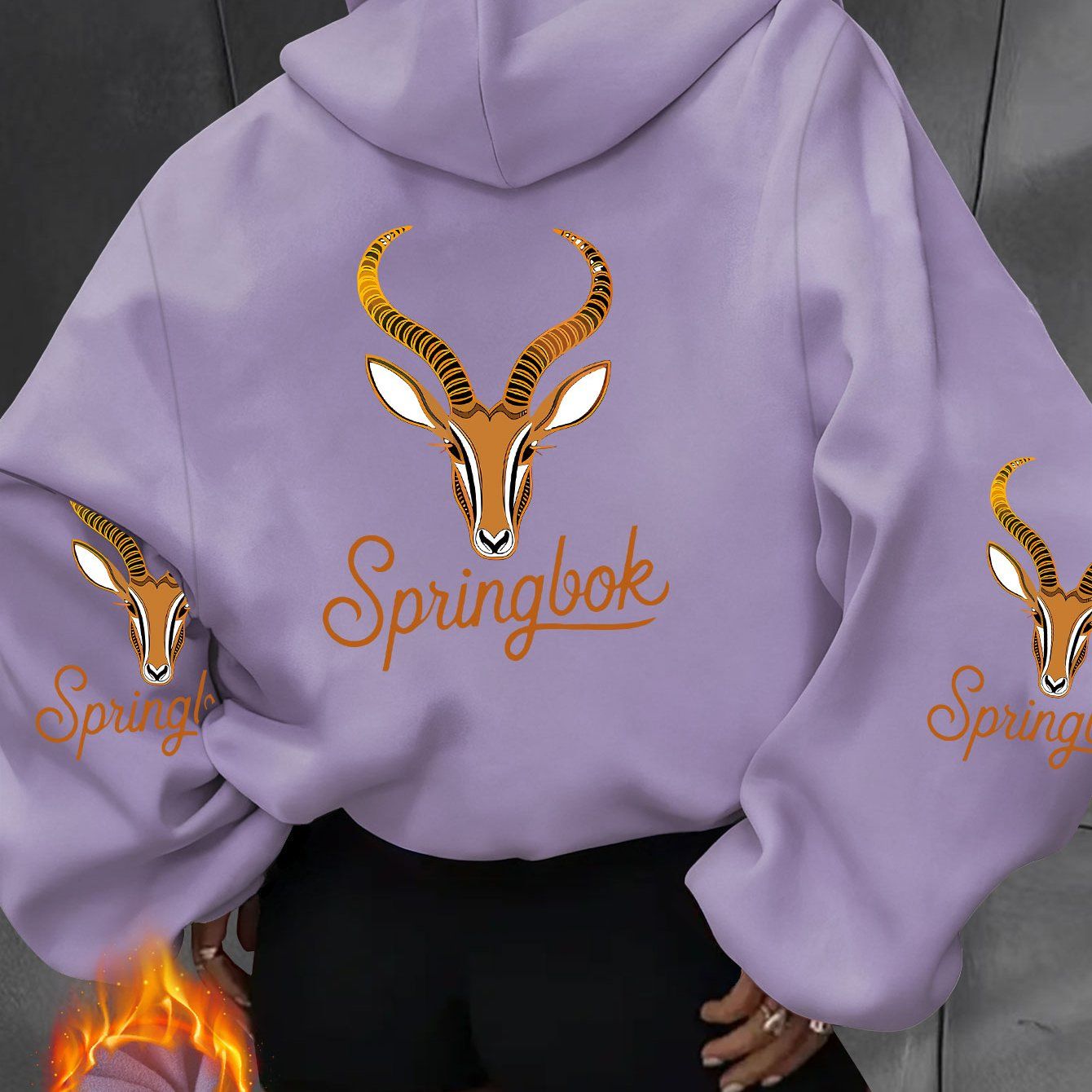 Women'S Spring Clothing Fashion Casual Athletic Hooded Sweatshirt, Antelope Head And "Springbok" Personalized Fun Print Pattern, Elegant Casual Sexy Style, 100% Fabric   OAXG pink color / S