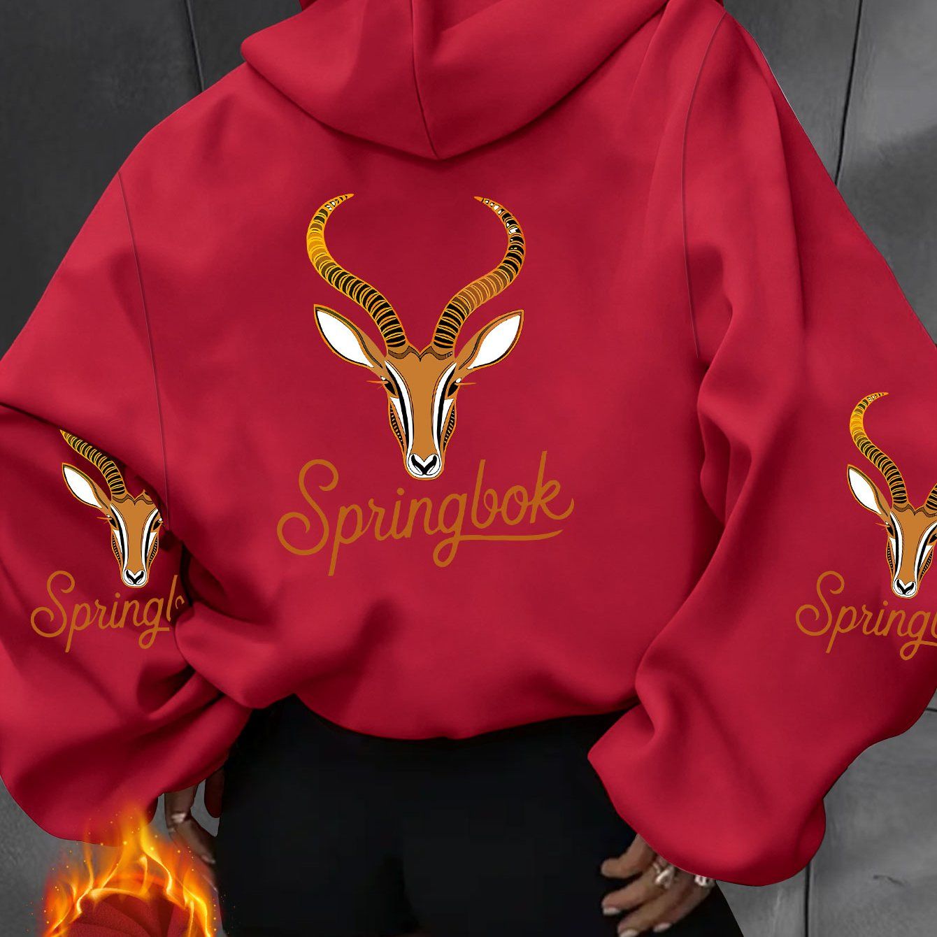 Women'S Spring Clothing Fashion Casual Athletic Hooded Sweatshirt, Antelope Head And "Springbok" Personalized Fun Print Pattern, Elegant Casual Sexy Style, 100% Fabric   OAXG pink color / S