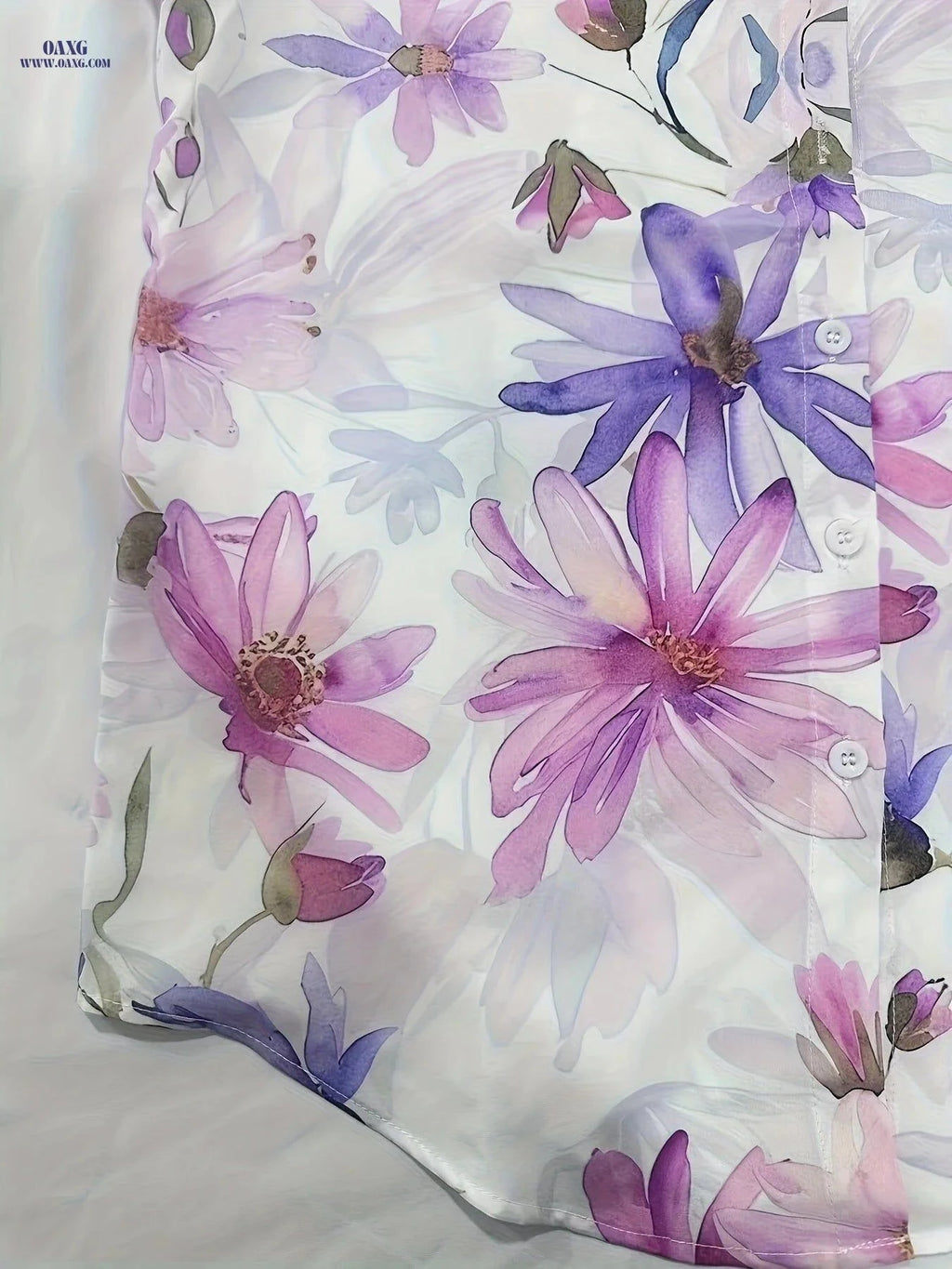 Women's Spring/Summer Shirt Top - Stylish Print, 100% Polyester   OAXG Mixed colors / S