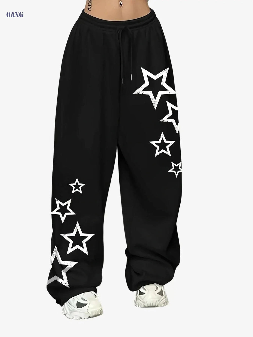 Women's Star Print Lounge Pants - Stretchy Ribbed Winter Joggers   OAXG 