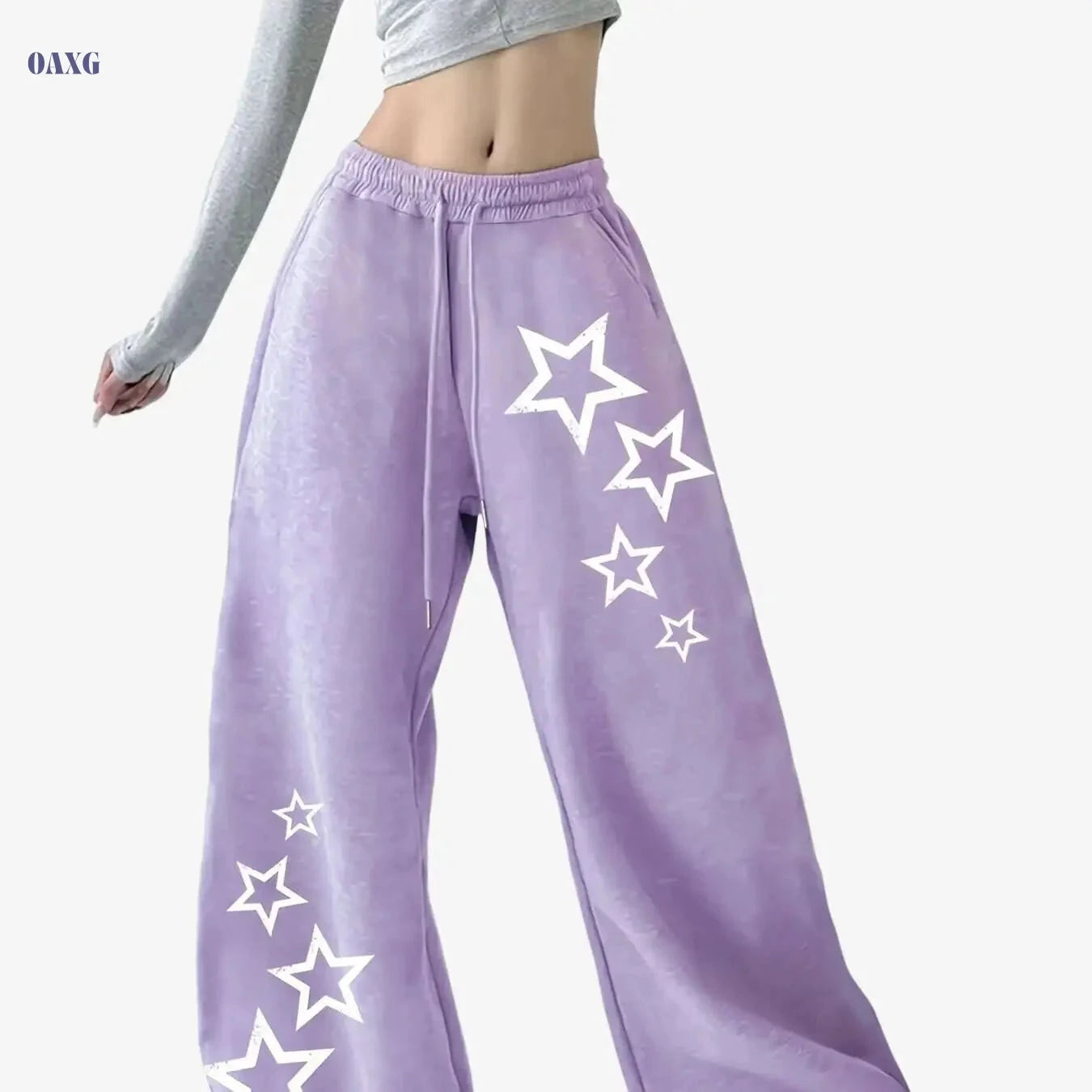 Women's Star Print Lounge Pants - Stretchy Ribbed Winter Joggers   OAXG 