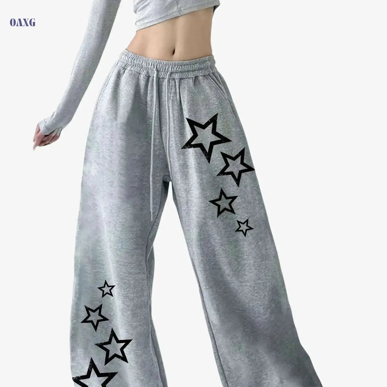 Women's Star Print Lounge Pants - Stretchy Ribbed Winter Joggers   OAXG 