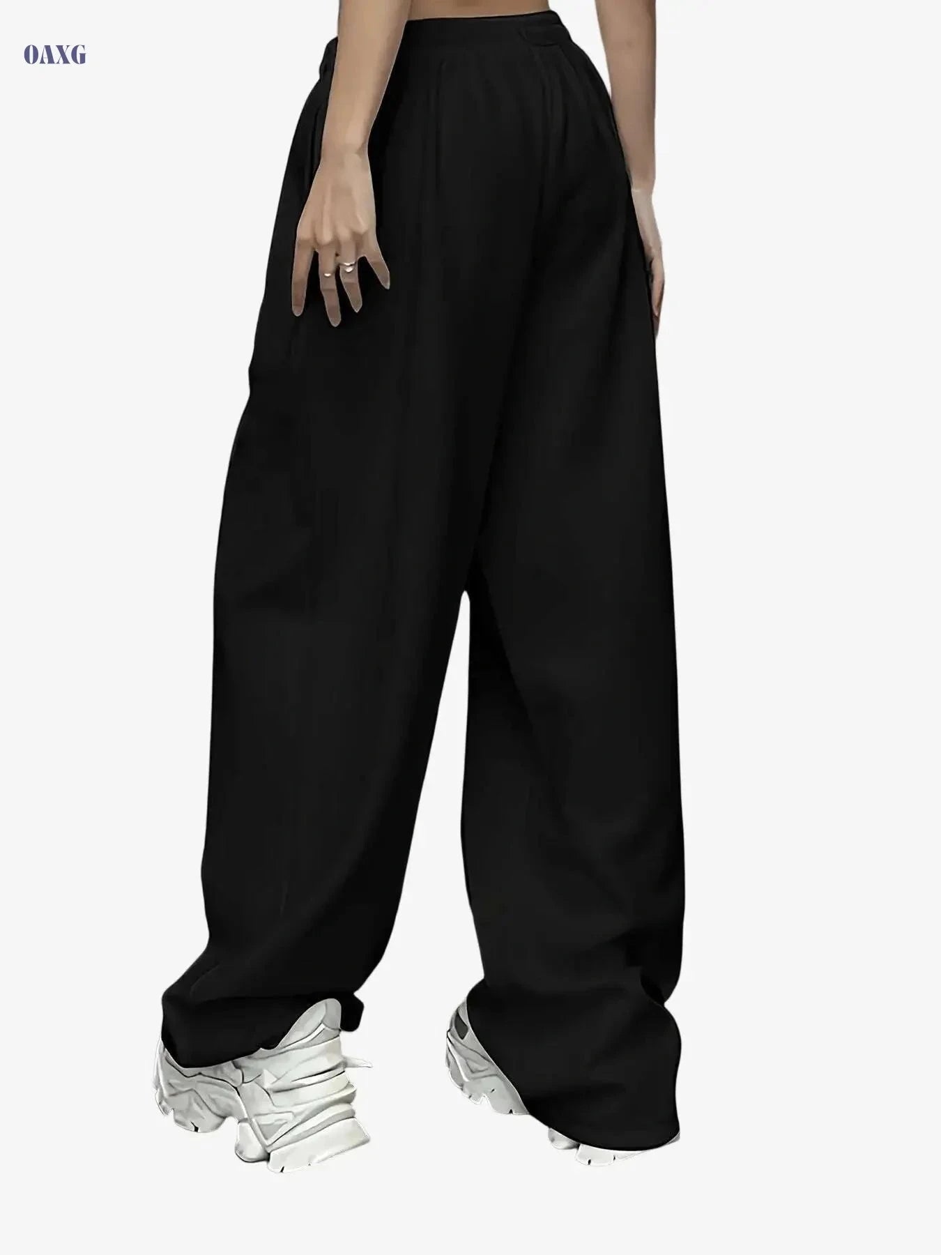 Women's Straight-Leg Athletic Pants - Stylish Cross Print, Loose-Fit   OAXG 