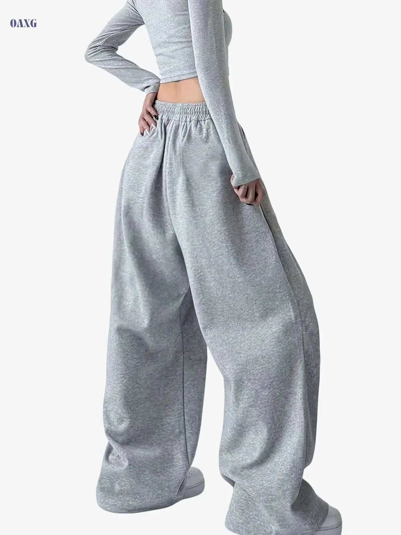 Women's Straight-Leg Athletic Pants - Stylish Cross Print, Loose-Fit   OAXG 