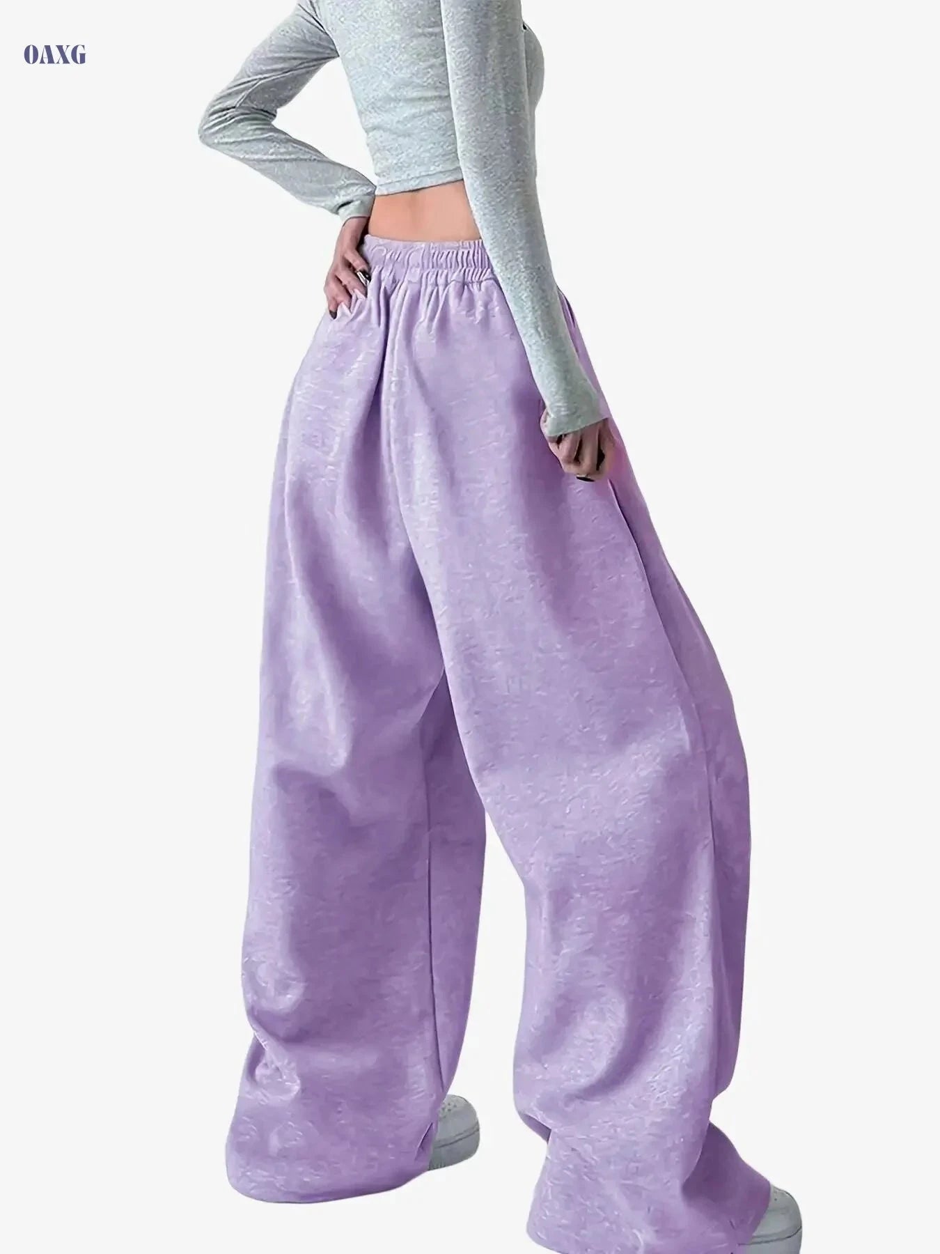 Women's Straight-Leg Athletic Pants - Stylish Cross Print, Loose-Fit   OAXG Black / S