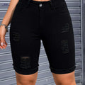 Women's Stretch Denim Riding Pants - Frayed Hem, High Elasticity   OAXG 