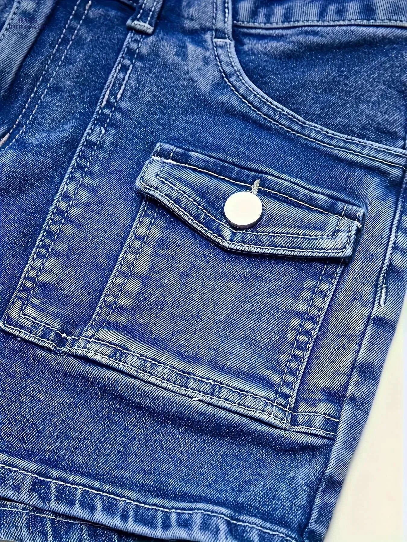 Women's Stretch Denim Shorts - Elegant Design, Multiple Cargo Pockets   OAXG 