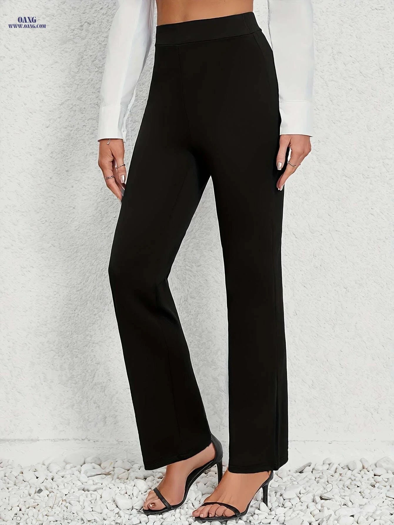 Women's Stretch Leg Trousers - Wrinkle-Resistant All-Season Wear   OAXG Black / S