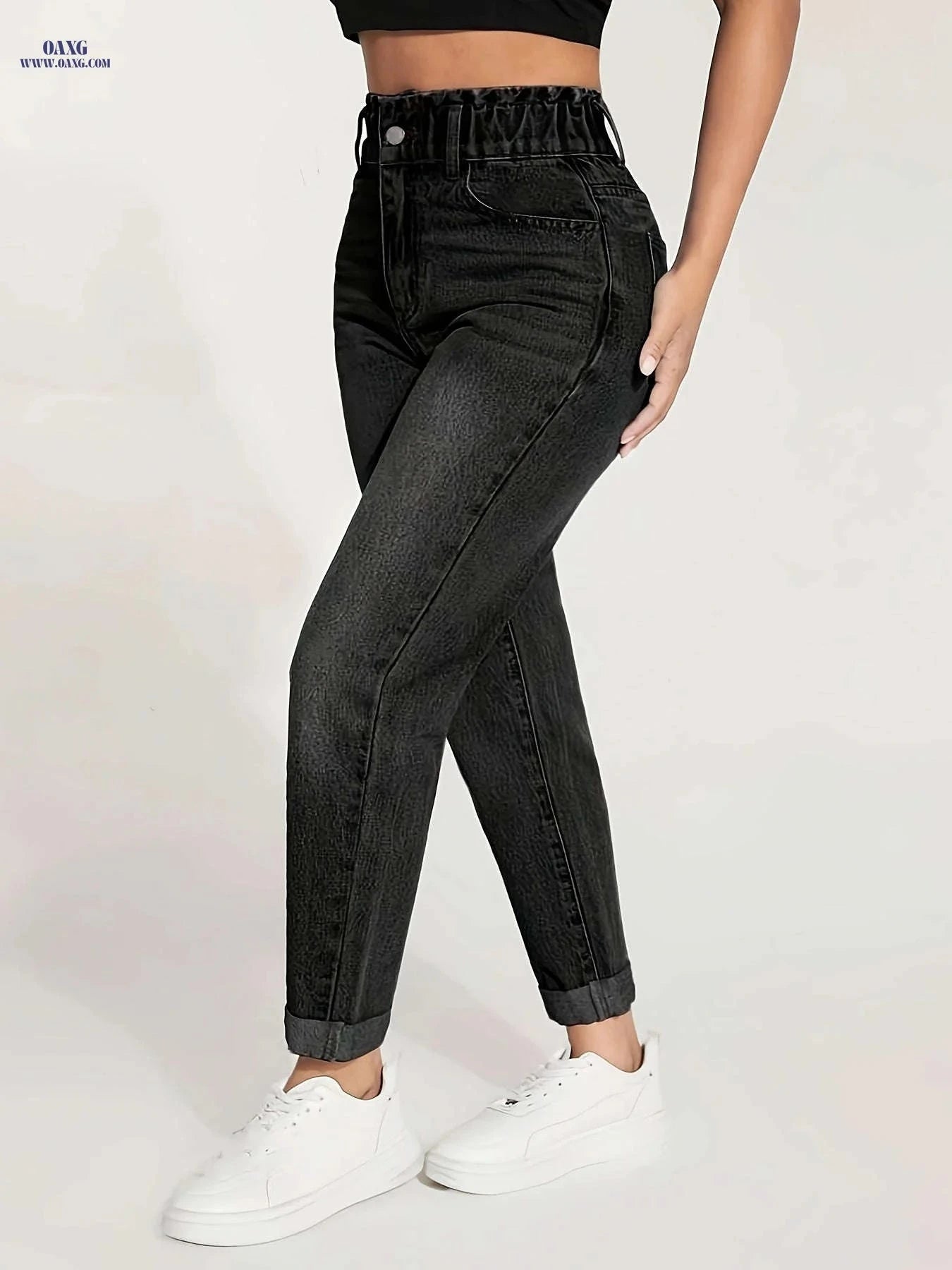 Women's Stretch Skinny Jeans - Elastic Waist, Non-See-Through Fabric   OAXG Medium Blue / S