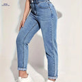 Women's Stretch Skinny Jeans - Elastic Waist, Non-See-Through Fabric   OAXG Medium Blue / S