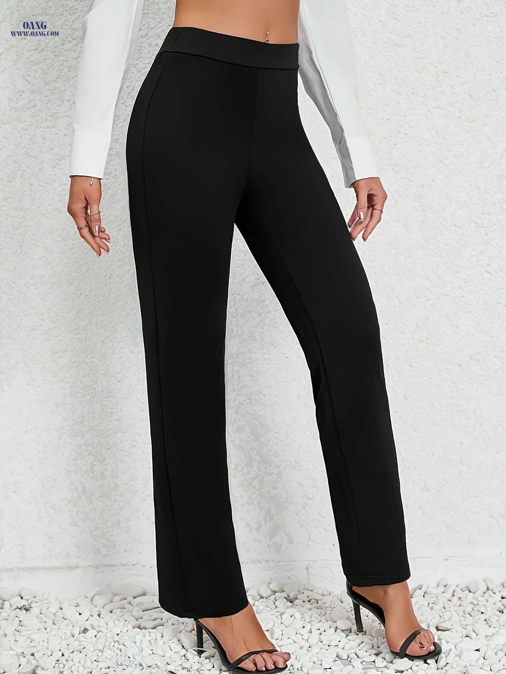 Women's Stretch Straight Leg Pants - Casual Knit, All-Season Fit   OAXG Black / S
