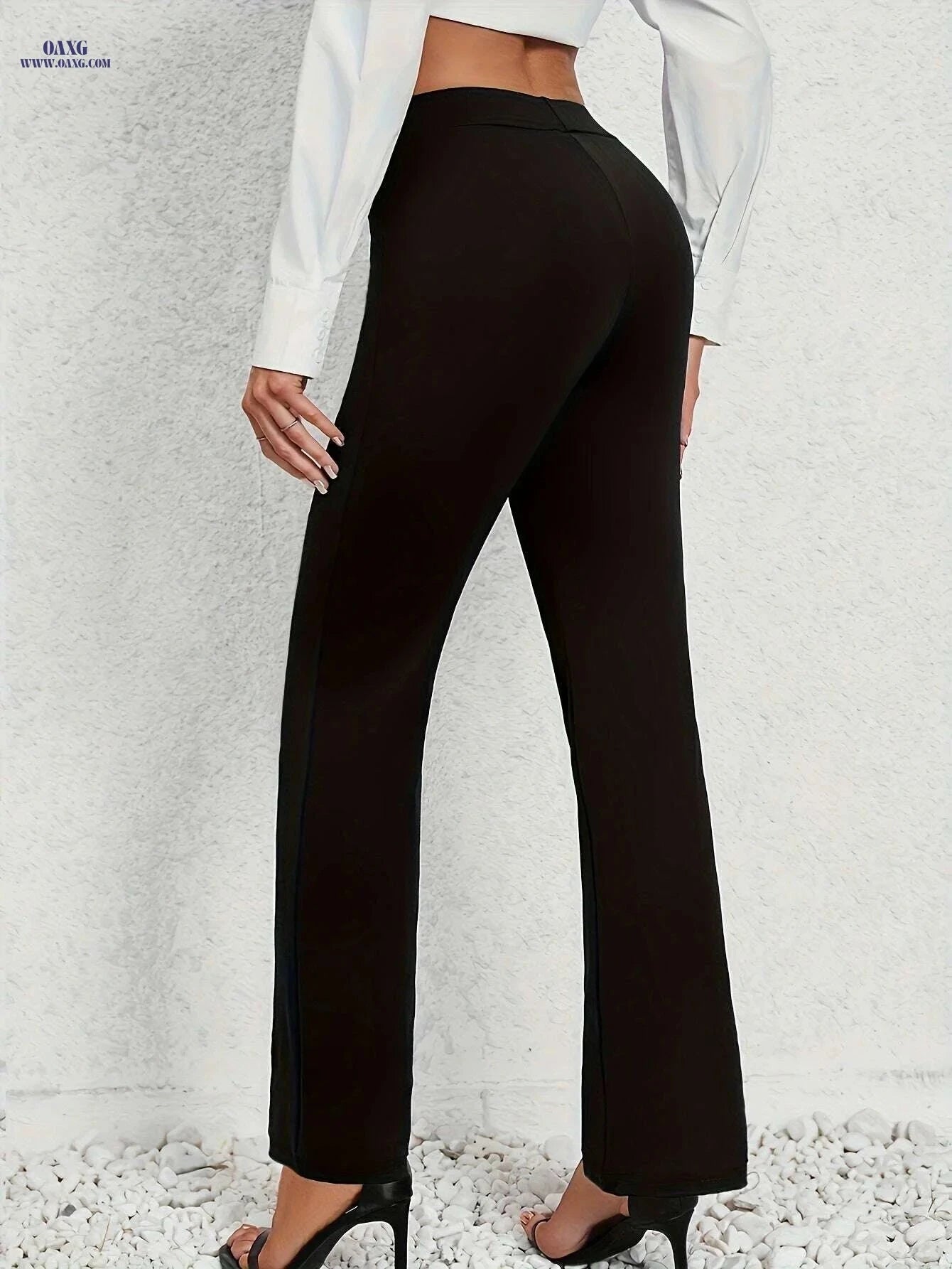 Women's Stretch Straight Leg Pants - Casual Knit, All-Season Fit   OAXG Black / S