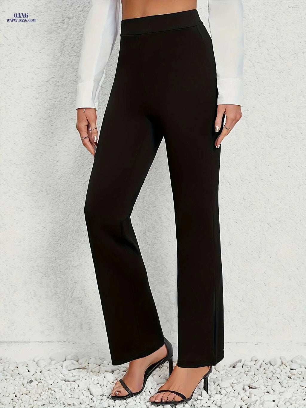 Women's Stretch Straight Leg Pants - Casual Knit, All-Season Fit   OAXG Black / S
