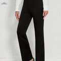 Women's Stretch Straight-Leg Pants - Casual Solid Color Trousers   OAXG Black / S