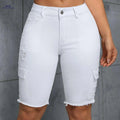 Women's Stretchy Bermuda Shorts - Non-See-Through, Mid Rise Denim   OAXG 