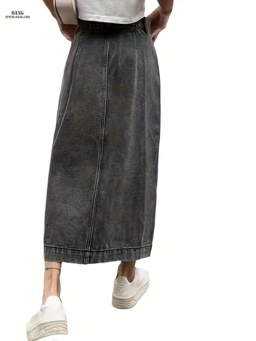 Women's Stretchy Black Denim Skirt - Casual Bodycon Design for All Seasons   OAXG Light Blue / S