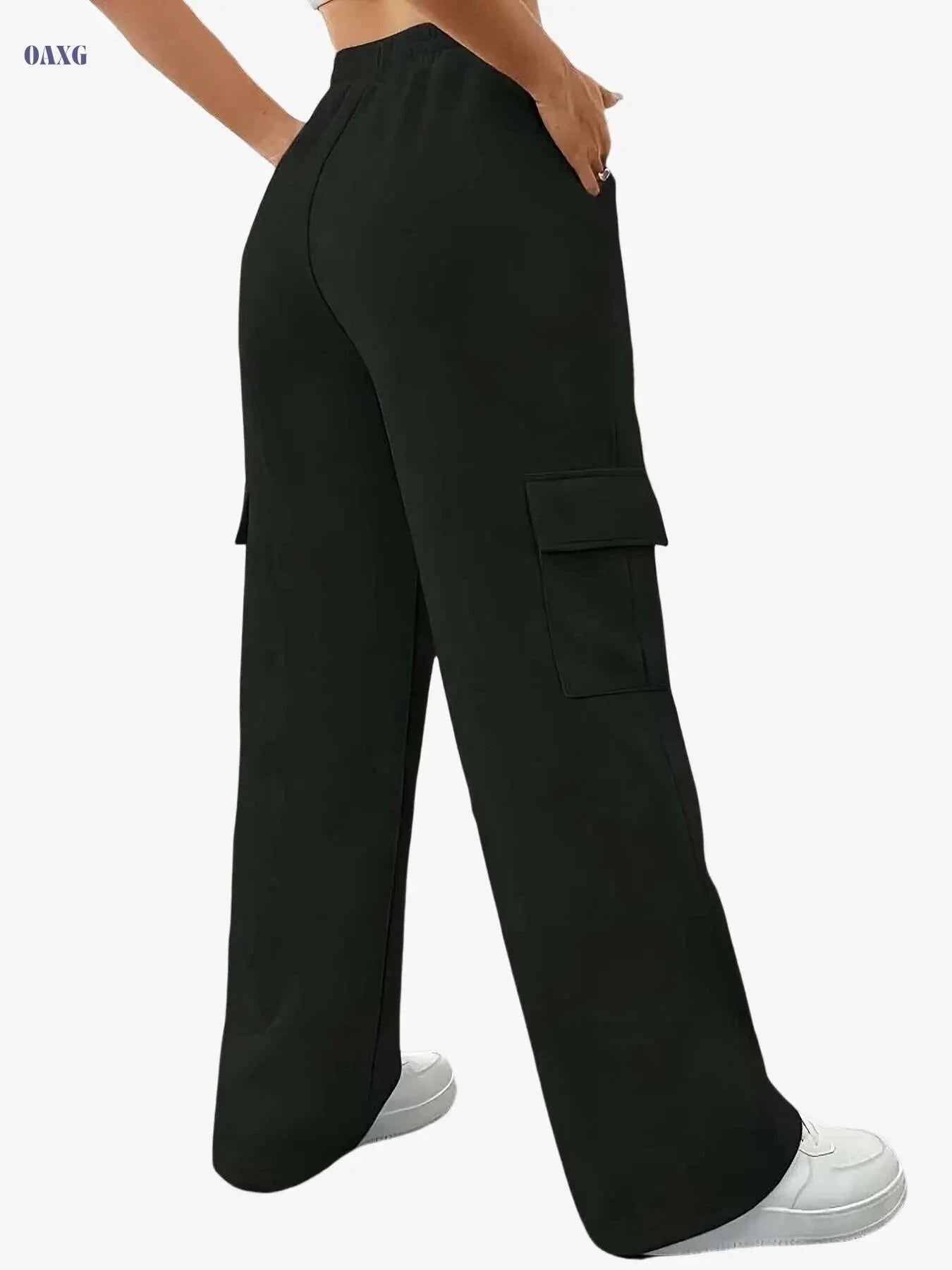 Women's Stretchy Cargo Jogger Pants - Elastic Waist & Pockets   OAXG 