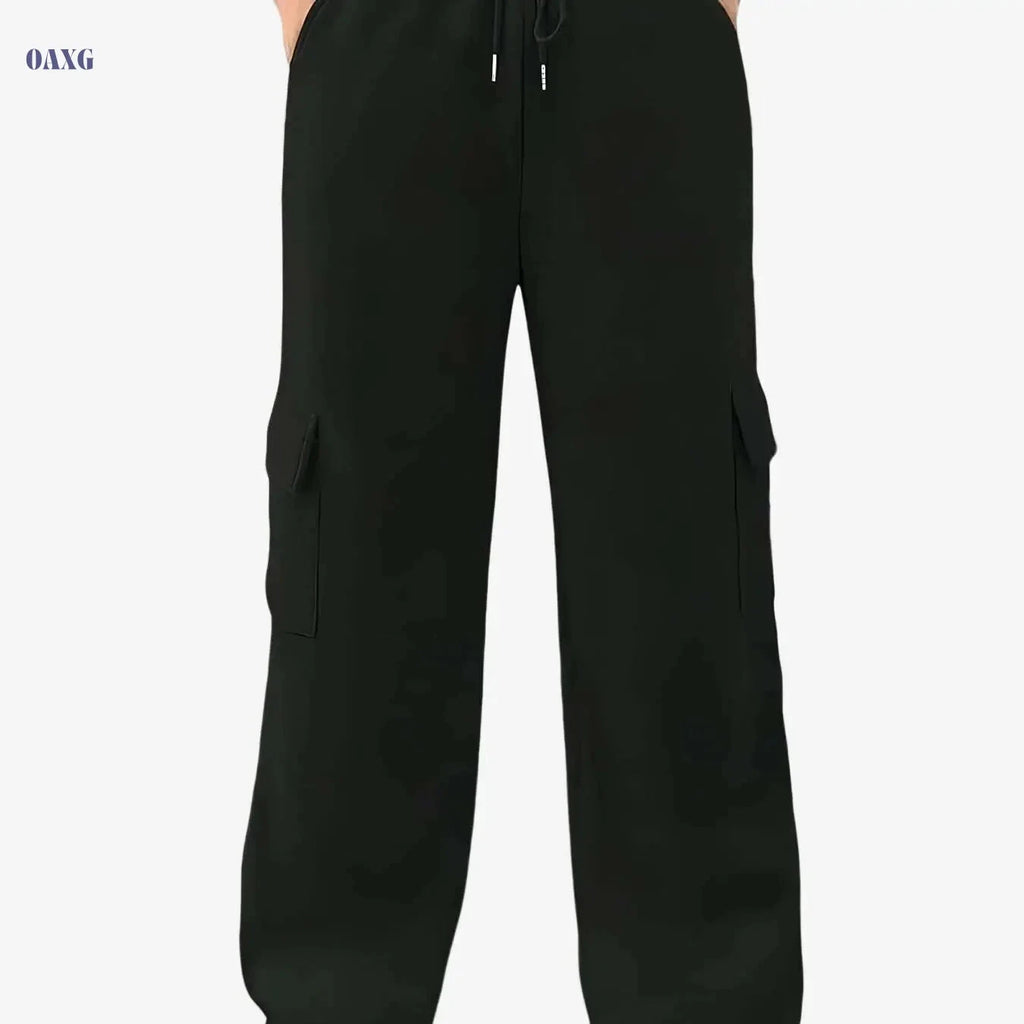 Women's Stretchy Cargo Jogger Pants - Elastic Waist & Pockets   OAXG 