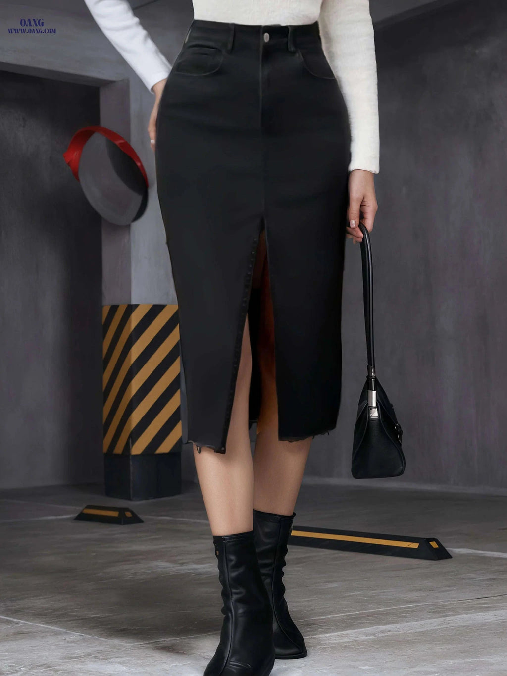 Women's Stretchy Fitted Denim Skirt - Perfect for Spring and Summer   OAXG Black / S