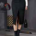 Women's Stretchy Fitted Denim Skirt - Perfect for Spring and Summer   OAXG Black / S