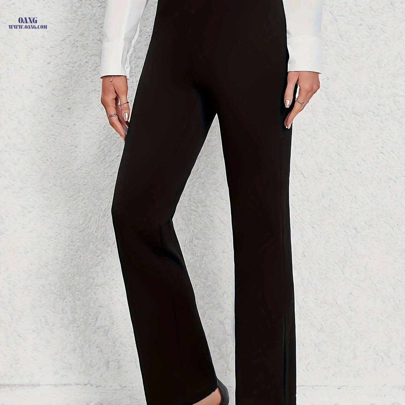 Women's Stretchy Straight-Leg Pants - Casual All-Season Comfort   OAXG Black / M