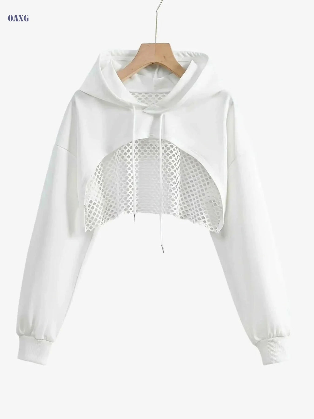 Women's Stylish Hooded Sweatshirt - Trendy Solid Color Casual Jacket   OAXG White / XS