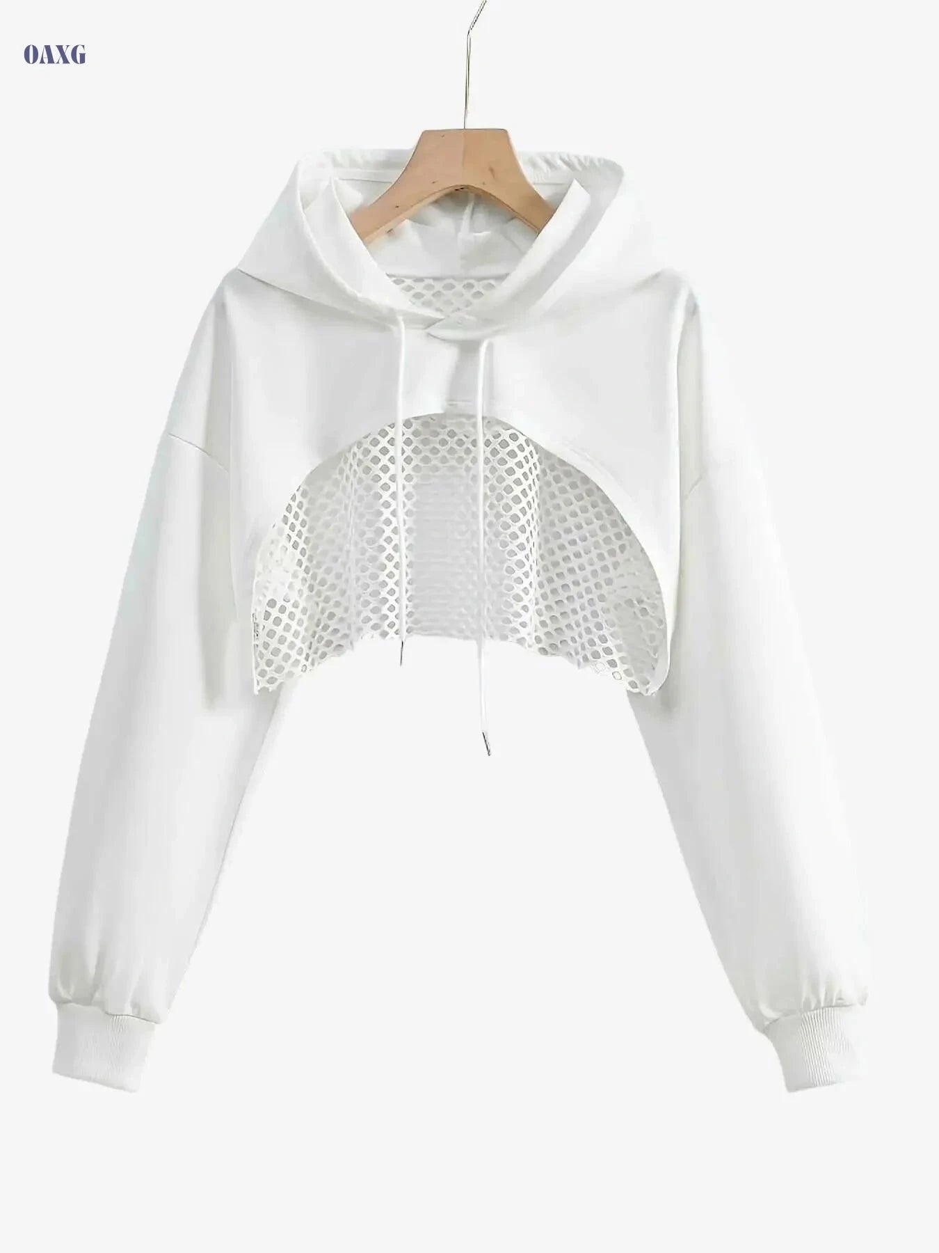 Women's Stylish Hooded Sweatshirt - Trendy Solid Color Casual Jacket   OAXG White / XS