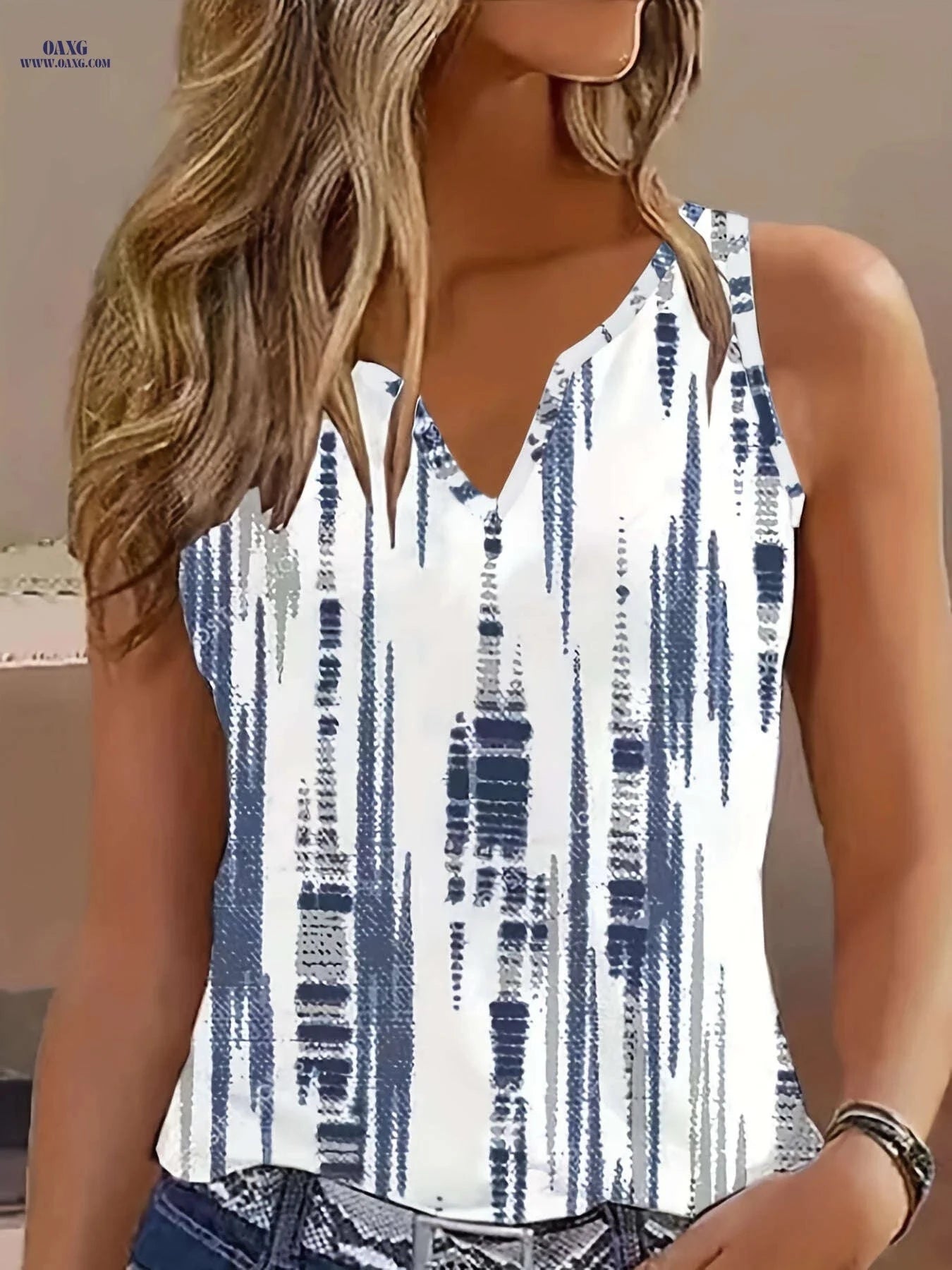 Women's Stylish Summer Tank Top - Casual All Over Print Design   OAXG 