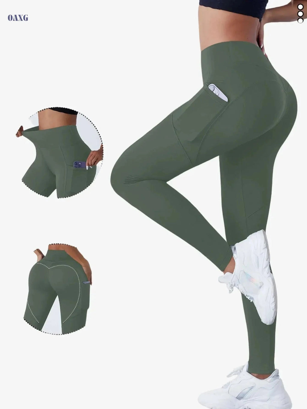 Women's Stylish Yoga Pants - Comfortable Tummy Control Leggings   OAXG Army Green / S