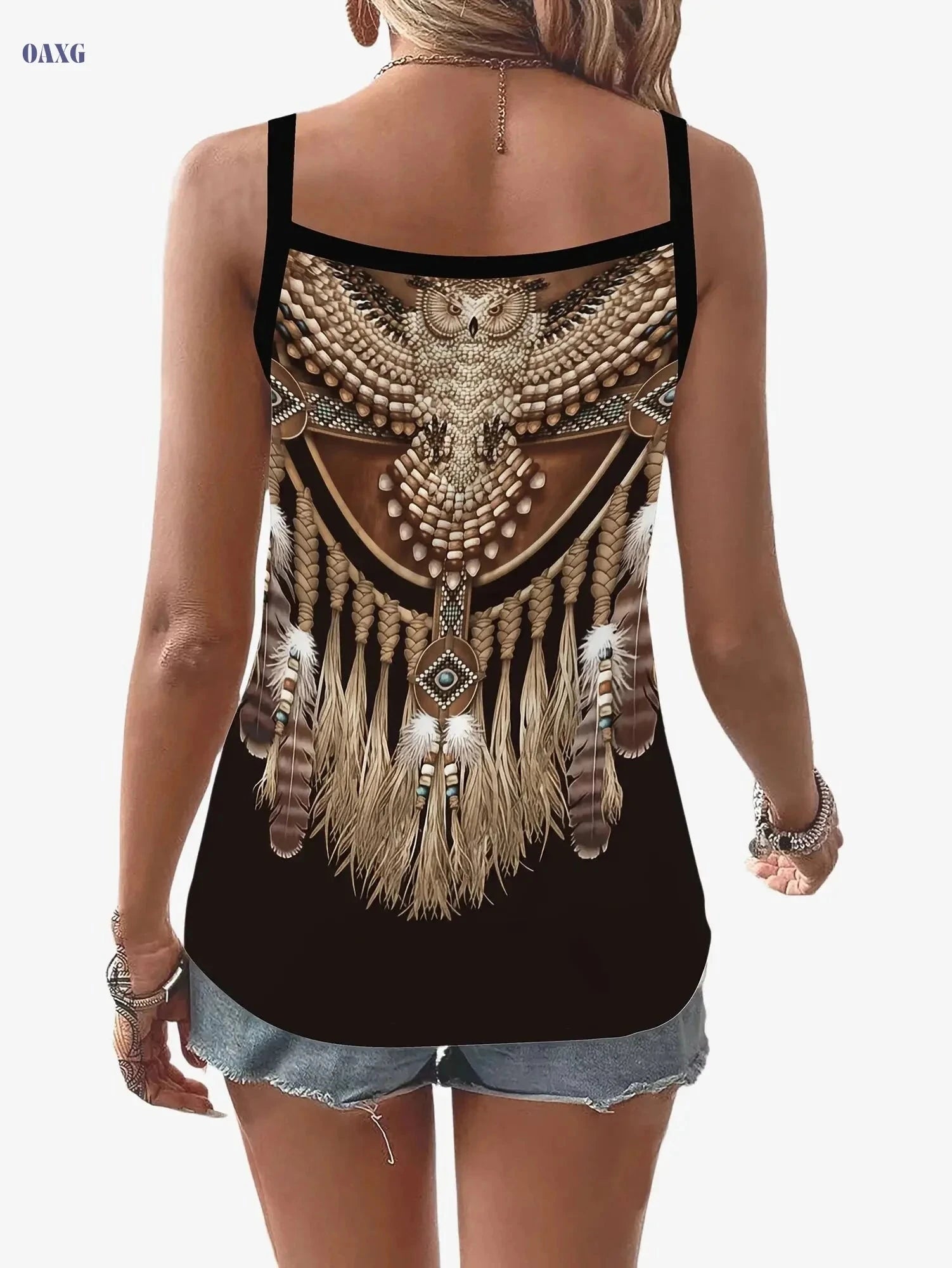 Women's Summer Casual 3D Print Tank Top - Elegant V-neck Style   OAXG 