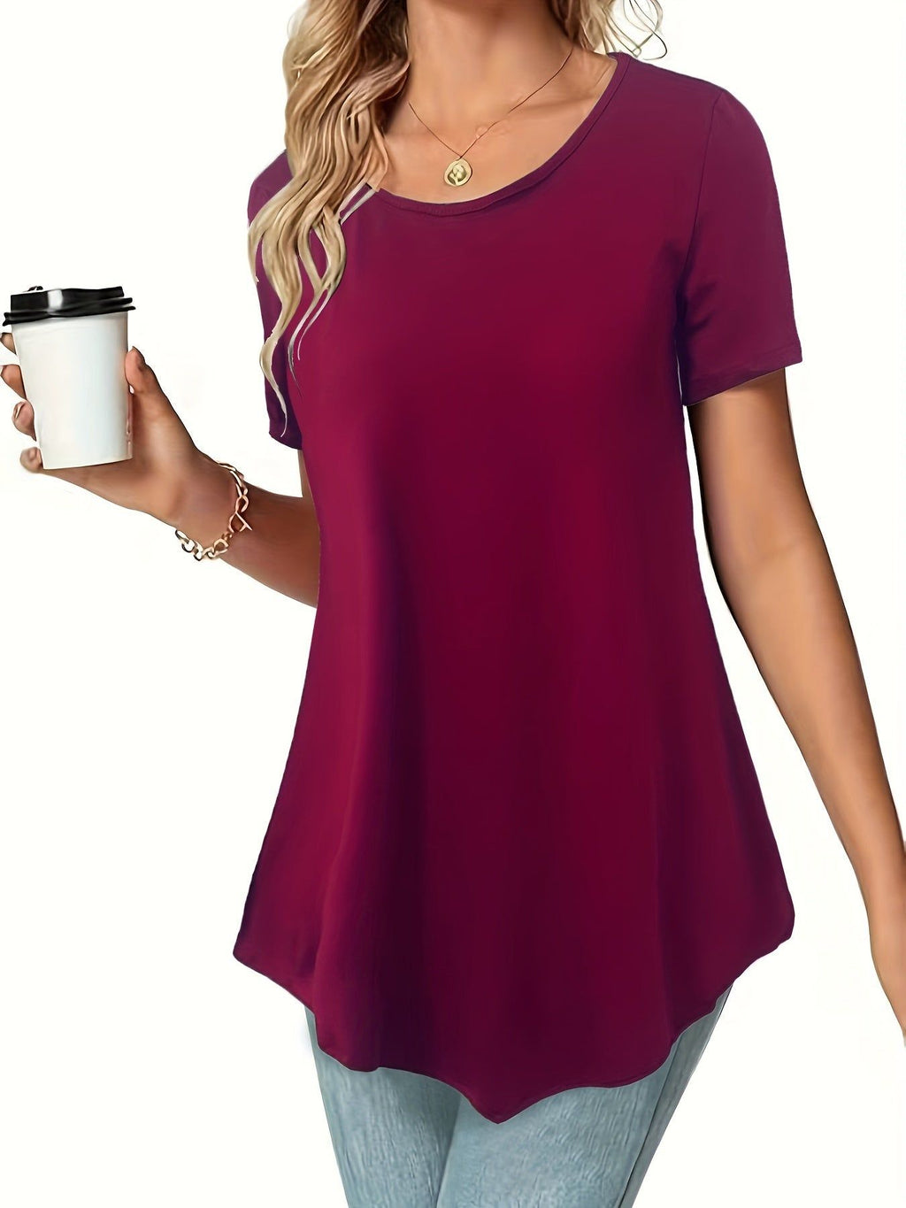 Women's Summer Casual Short-Sleeve Waist-Cinching Dress Shirt   OAXG Black / S