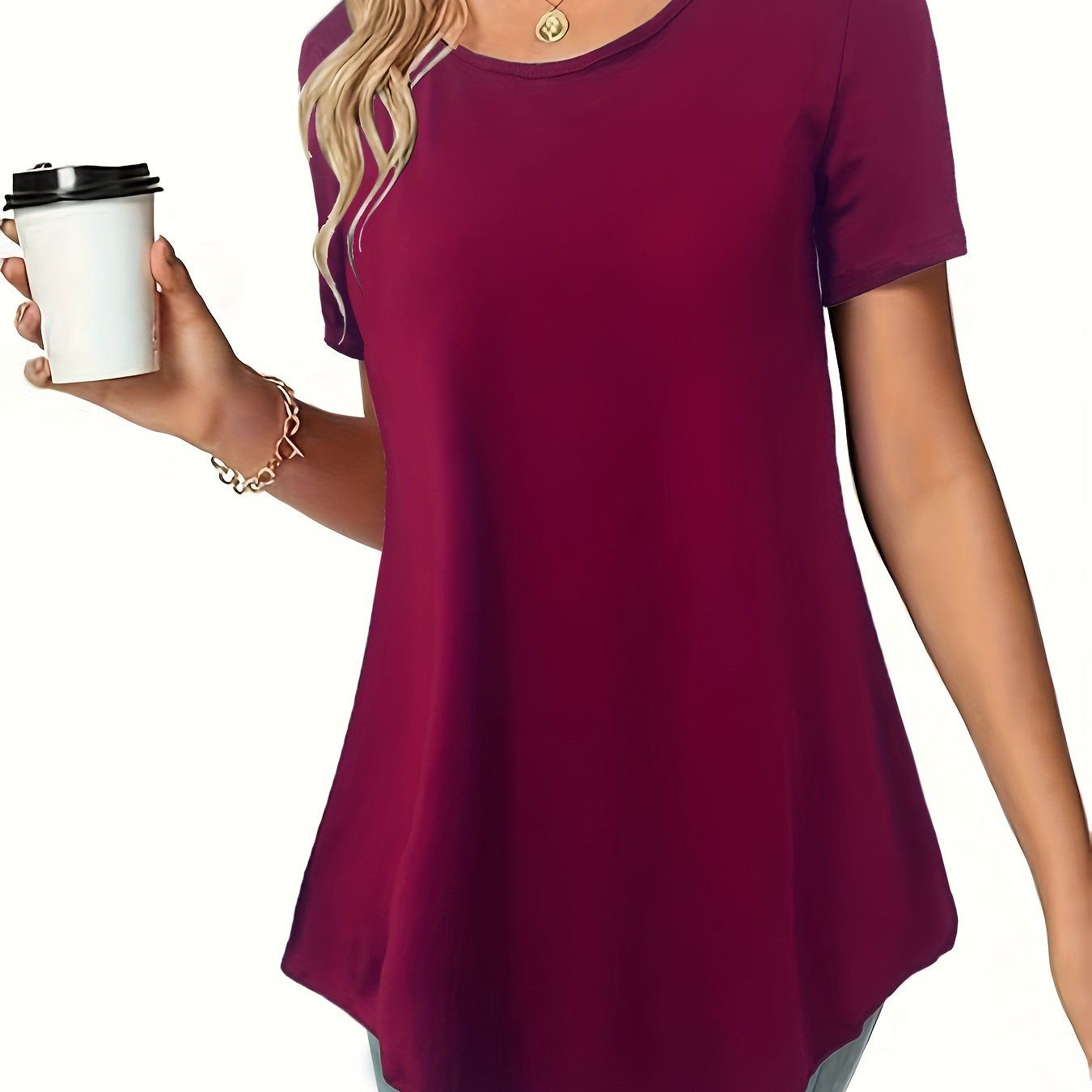 Women's Summer Casual Short-Sleeve Waist-Cinching Dress Shirt   OAXG Black / S