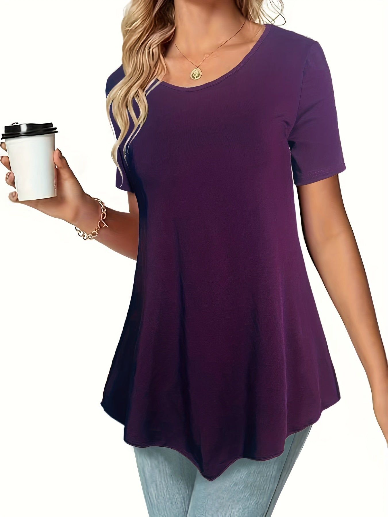 Women's Summer Casual Short-Sleeve Waist-Cinching Dress Shirt   OAXG Black / S