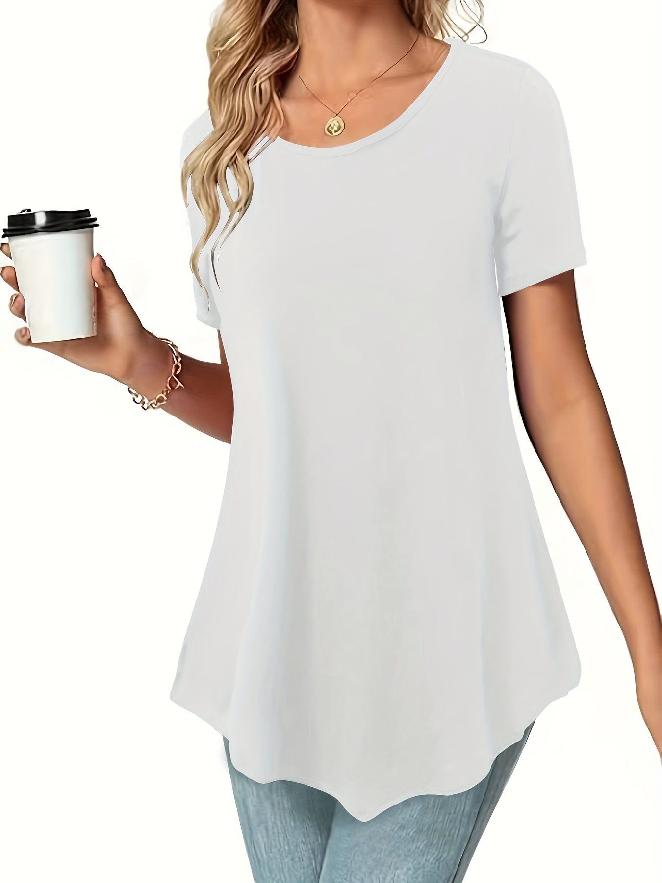 Women's Summer Casual Short-Sleeve Waist-Cinching Dress Shirt   OAXG Black / S
