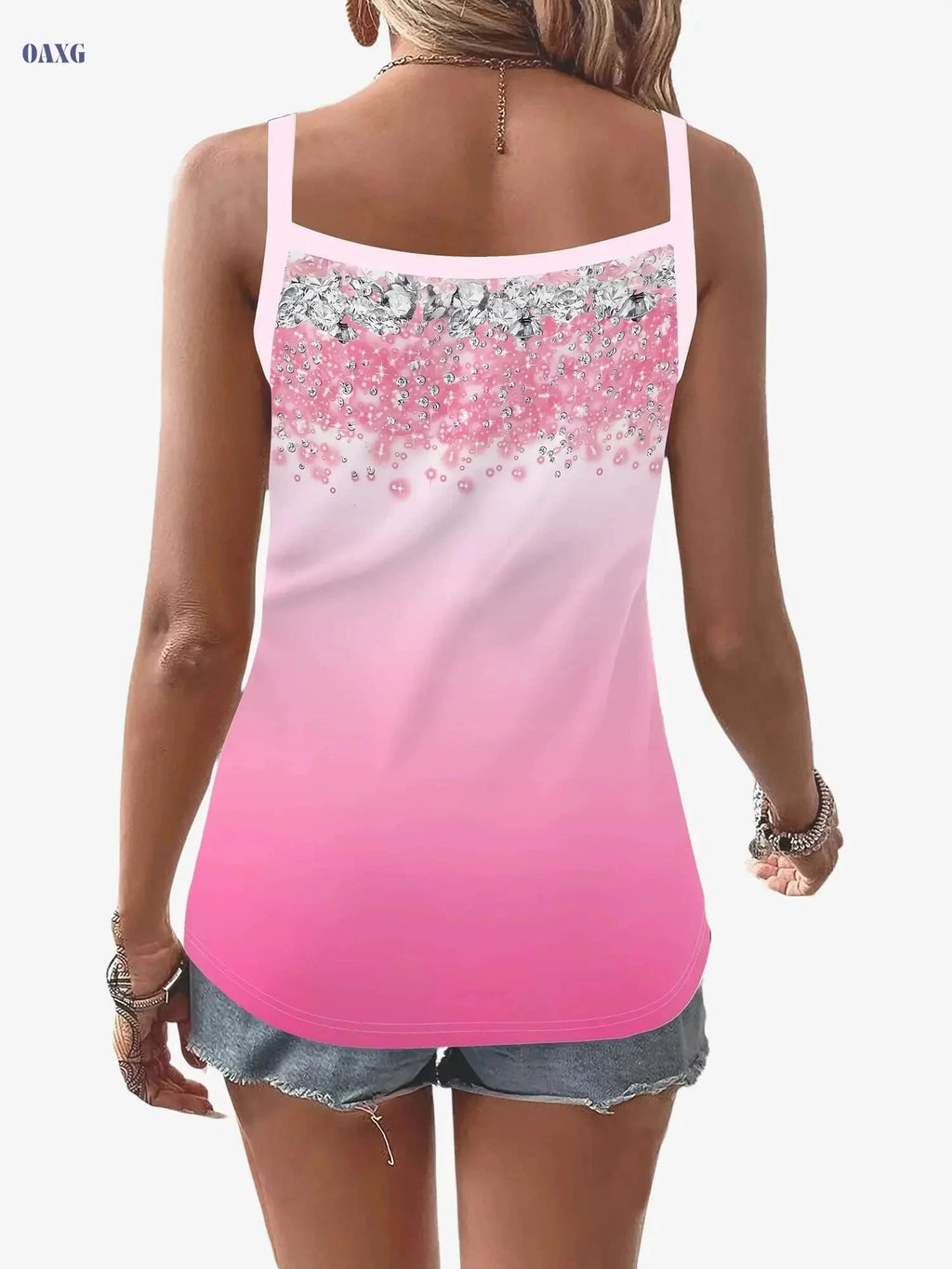 Women's Summer Casual Tank Top - 3D Floral Print V-Neck Style   OAXG 