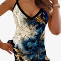 Women's Summer Casual Tank Top - 3D Marble Pattern, V-Neck Style   OAXG Mixed Color / S